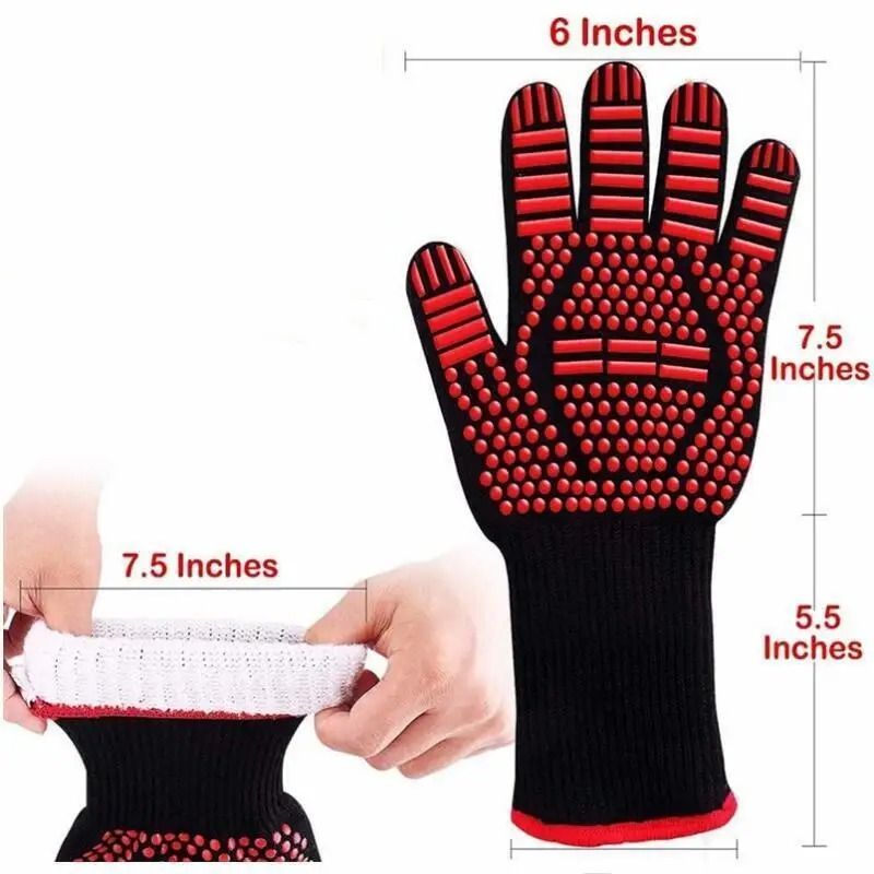 BBQ Gloves 1472F Extreme Heat Resistant Grilling Gloves Silicone NonSlip Oven Mitts 2