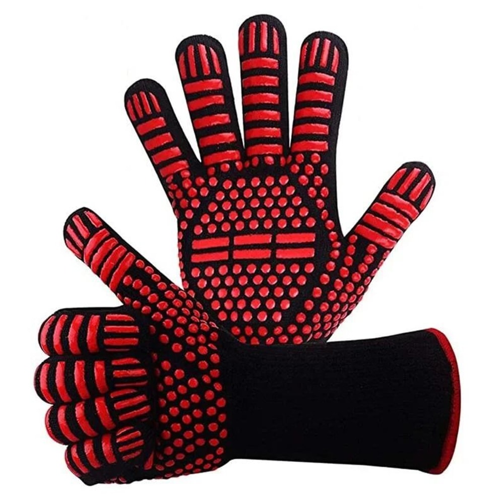 BBQ Gloves 1472F Extreme Heat Resistant Grilling Gloves Silicone NonSlip Oven Mitts 3