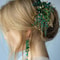 Bohe Green Vine Bridal Headband Crystal Headdress And Earrings Wedding Hair Accessories 1