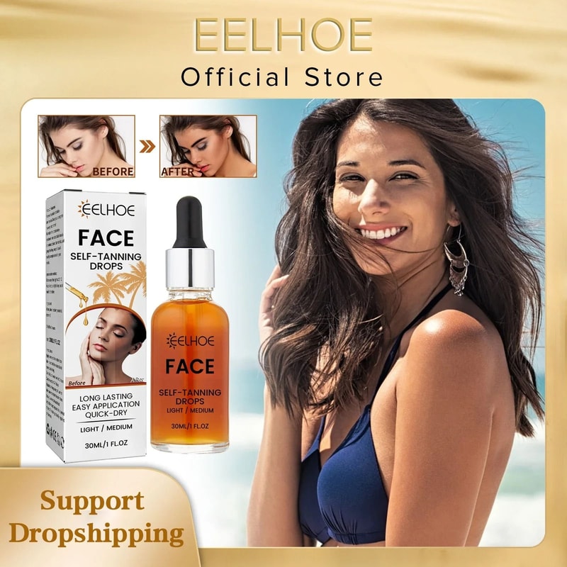 EELHOE Self Tanning Drops Sunless Skin Tanning Oil Liquid Dark Tanner Water Serum For Face And Body 0