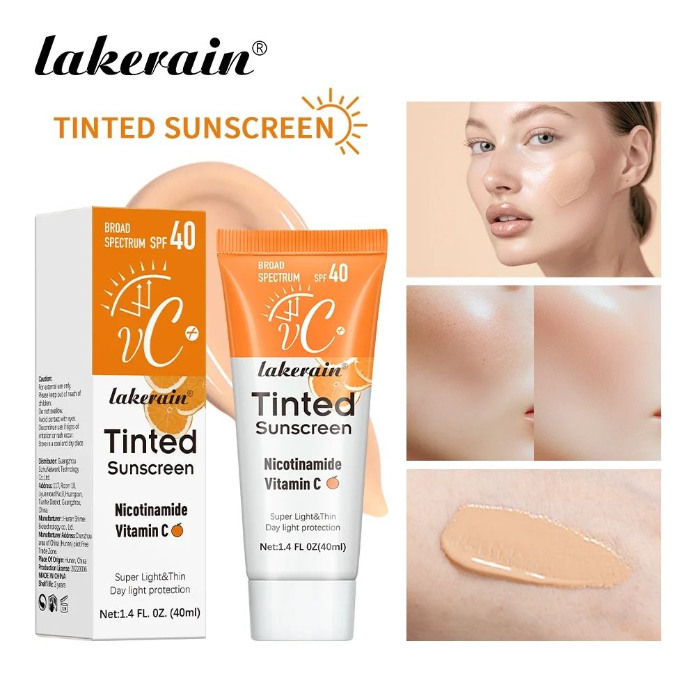 SPF40 Tinted Moisturizing Vitamin C Sunscreen Refreshing UV Skin Protection And AntiAging Cream 0