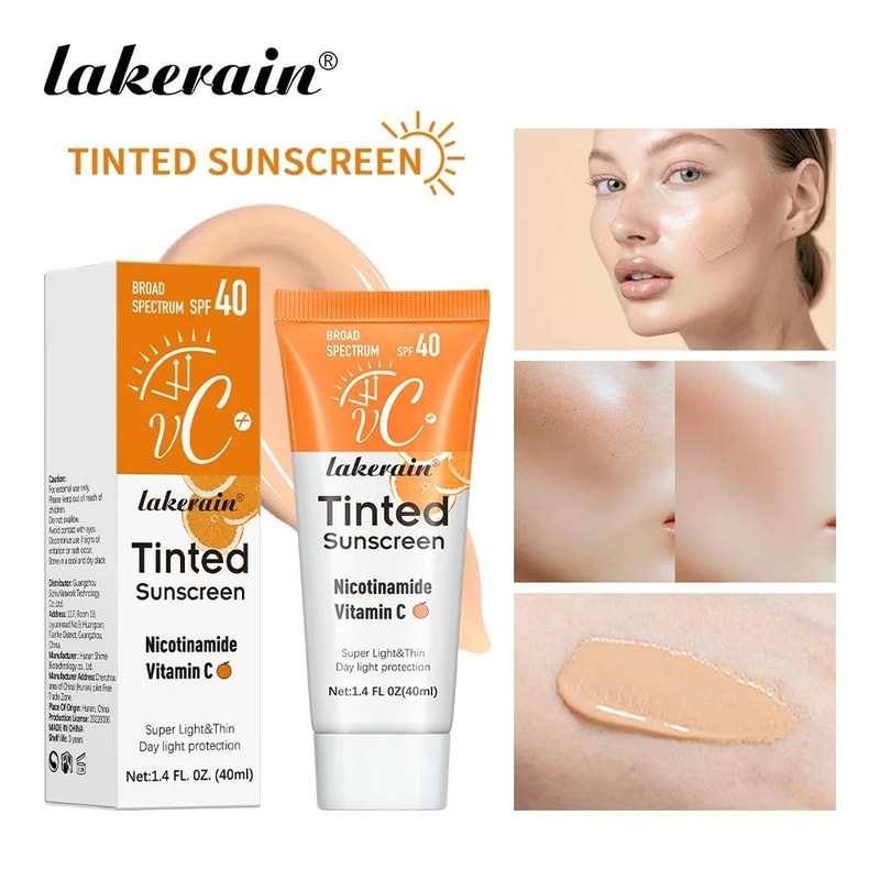 SPF40 Tinted Moisturizing Vitamin C Sunscreen Refreshing UV Skin Protection And AntiAging Cream 0