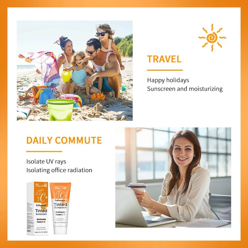 SPF40 Tinted Moisturizing Vitamin C Sunscreen Refreshing UV Skin Protection And AntiAging Cream 2