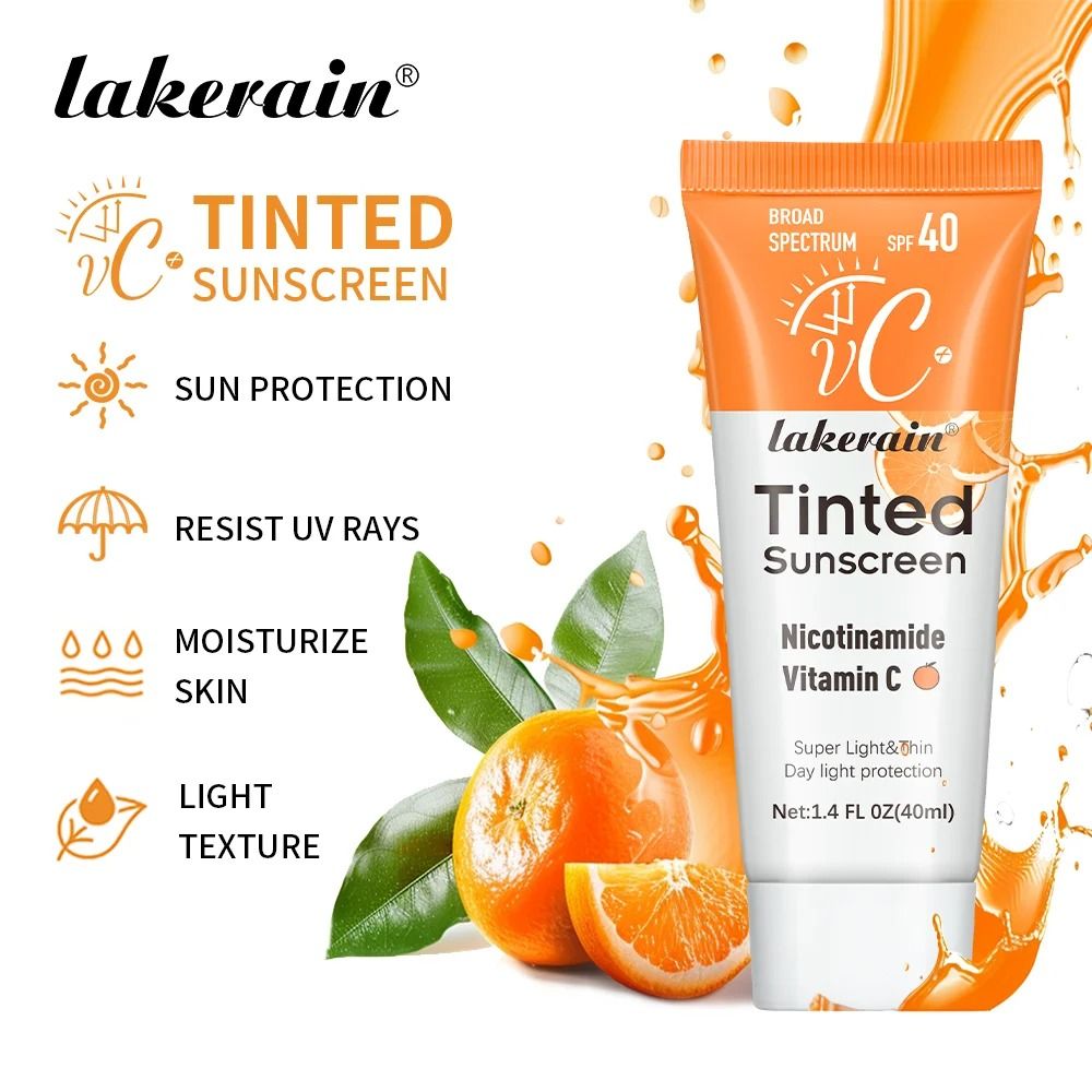 SPF40 Tinted Moisturizing Vitamin C Sunscreen Refreshing UV Skin Protection And AntiAging Cream 3