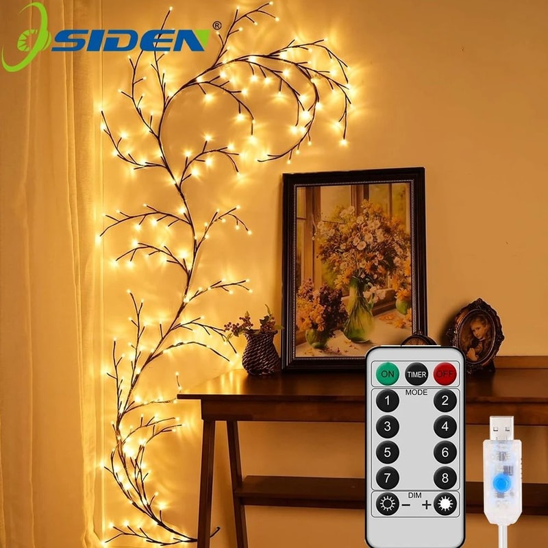 DIY Festive Tree Vine Willow Branch Light USB And Solar Powered 8Mode Decorative Lamp 0