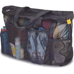 extra large mesh beach tote bag portable high-capacity organizer with zipper and side pockets