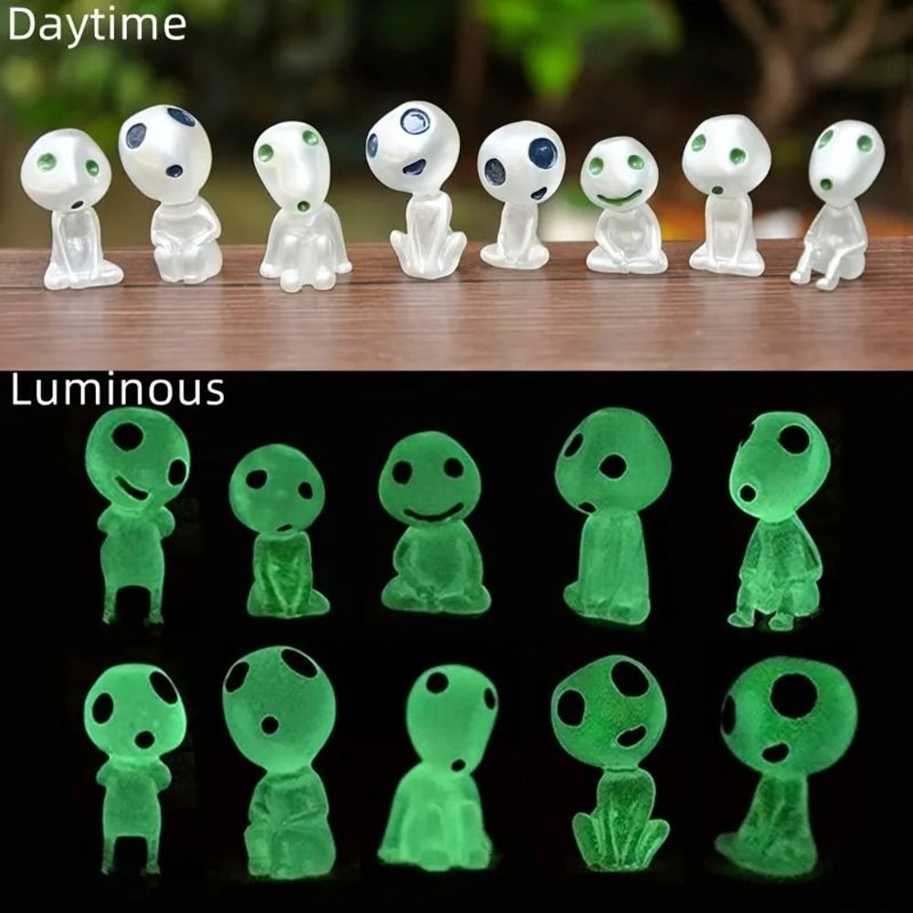 10pcs Luminous Resin Ghost Figures Miniature Alien Decor For Halloween And DIY Terrariums 2