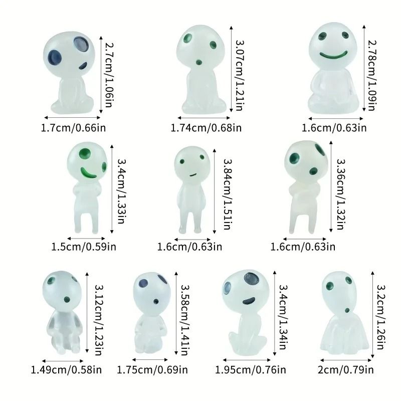 10pcs Luminous Resin Ghost Figures Miniature Alien Decor For Halloween And DIY Terrariums 3