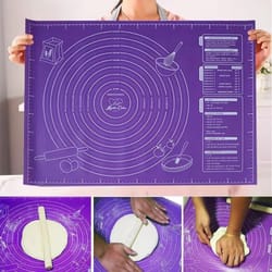 large silicone pastry mat non-slip non-stick kneading mat with scale for pie pizza and cookies