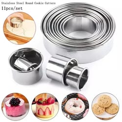 11pcs stainless steel round cookie cutter set diy circle ring molds for pastry and biscuits