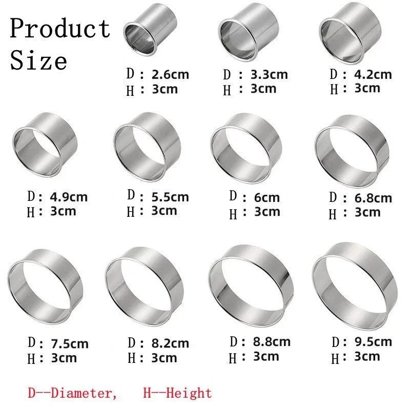 11pcs Stainless Steel Round Cookie Cutter Set DIY Circle Ring Molds For Pastry And Biscuits 1