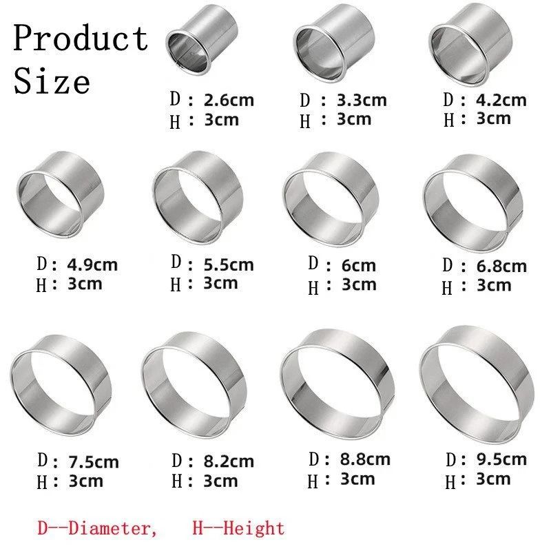 11pcs Stainless Steel Round Cookie Cutter Set DIY Circle Ring Molds For Pastry And Biscuits 6