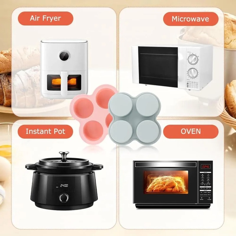 Reusable Silicone Air Fryer Egg Mold And NonStick Cupcake Molds For Toaster Ovens 5