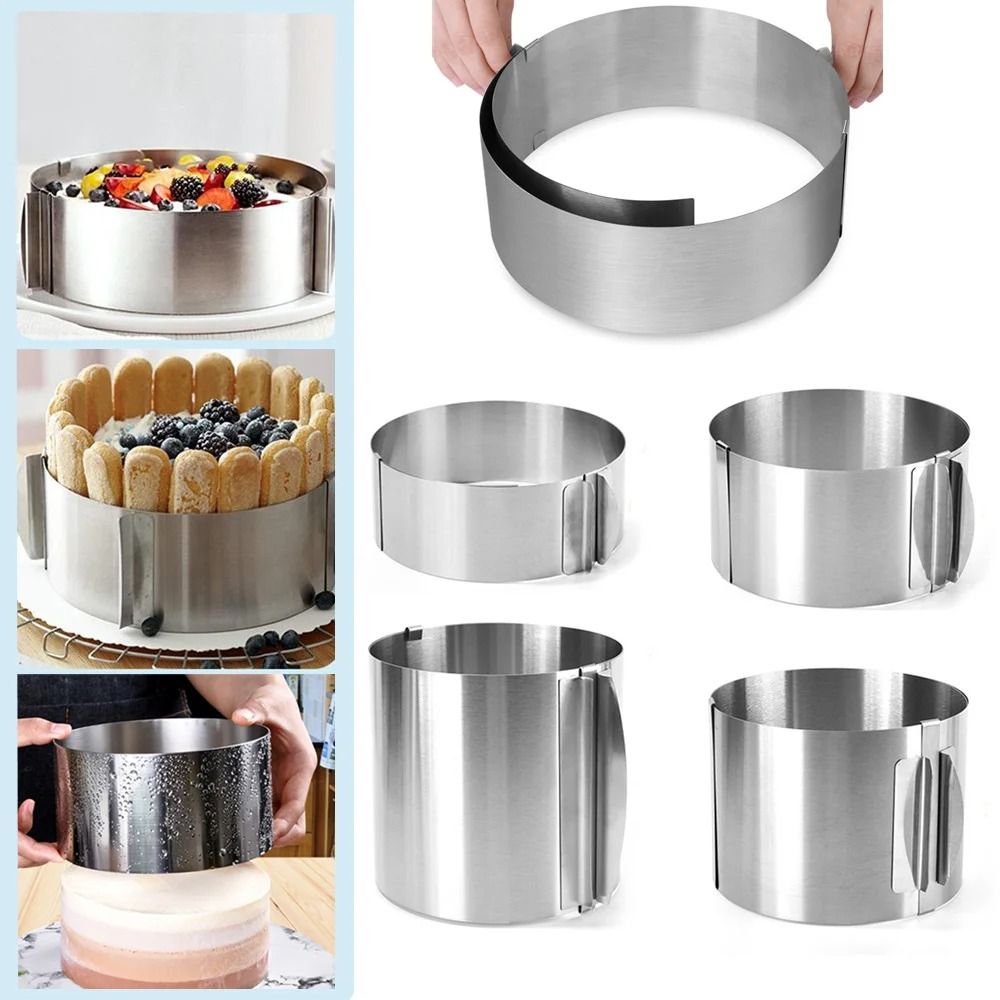 430 Stainless Steel Telescopic Mousse Ring Adjustable 630cm Rustproof Cake Mold With Scale 0
