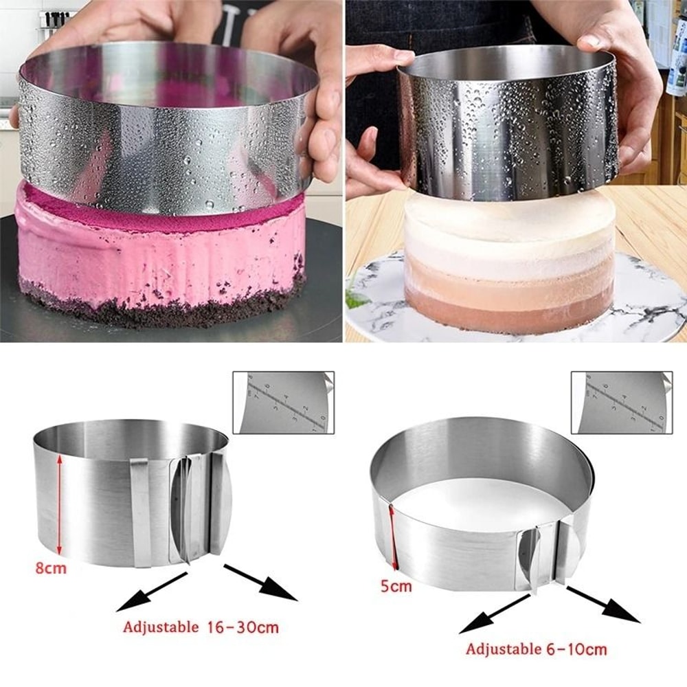 430 Stainless Steel Telescopic Mousse Ring Adjustable 630cm Rustproof Cake Mold With Scale 2