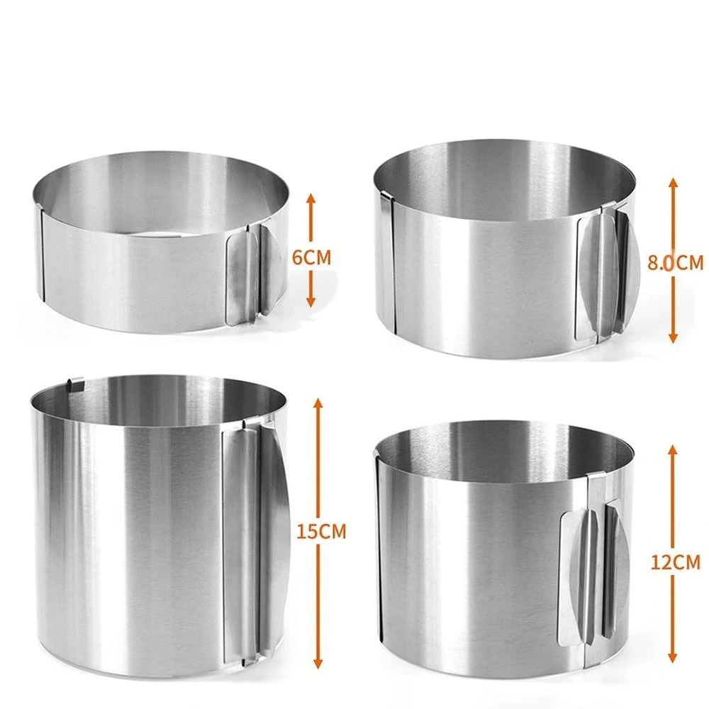 430 Stainless Steel Telescopic Mousse Ring Adjustable 630cm Rustproof Cake Mold With Scale 5