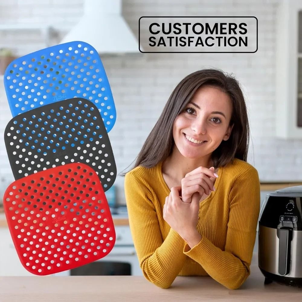 Reusable NonStick Silicone Air Fryer Liners For 5QT Baskets Dishwasher Safe Parchment Replacer 2