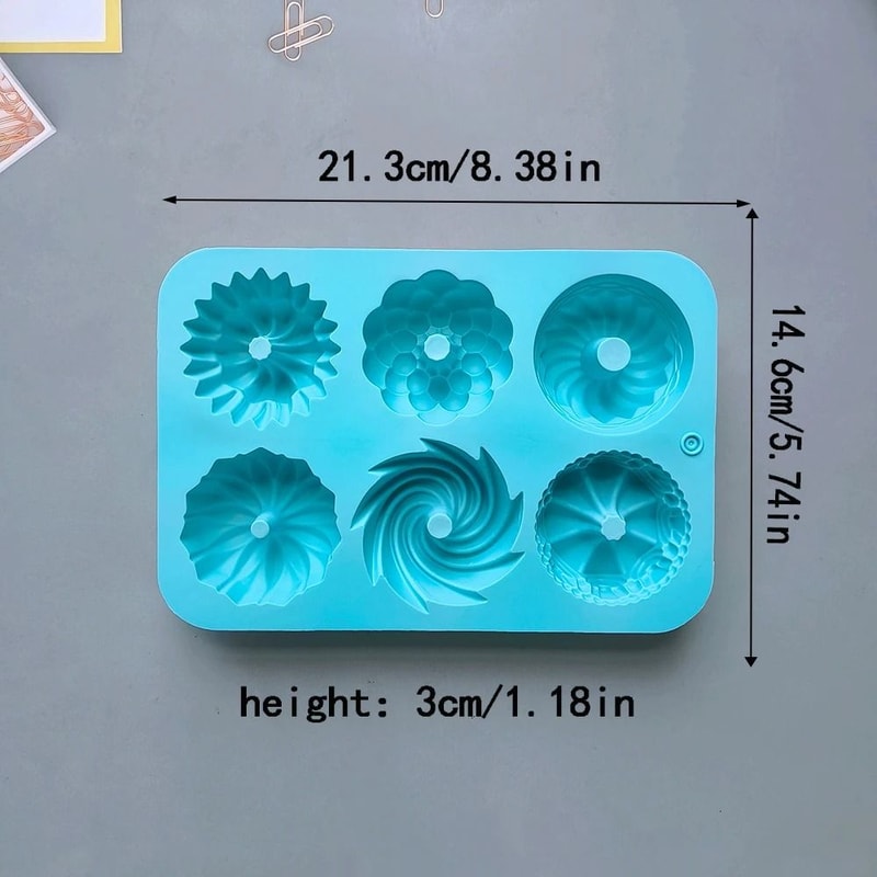 6Cavity Silicone Donut Baking Molds Multicolor Swirl And Flower Shaped Doughnut Pans 2