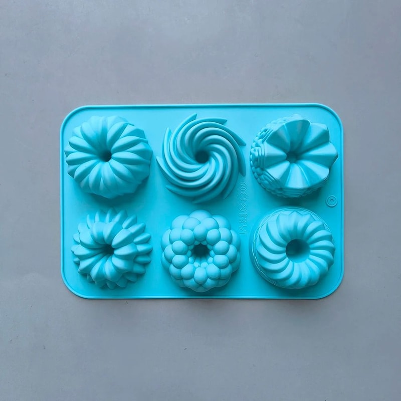 6Cavity Silicone Donut Baking Molds Multicolor Swirl And Flower Shaped Doughnut Pans 7