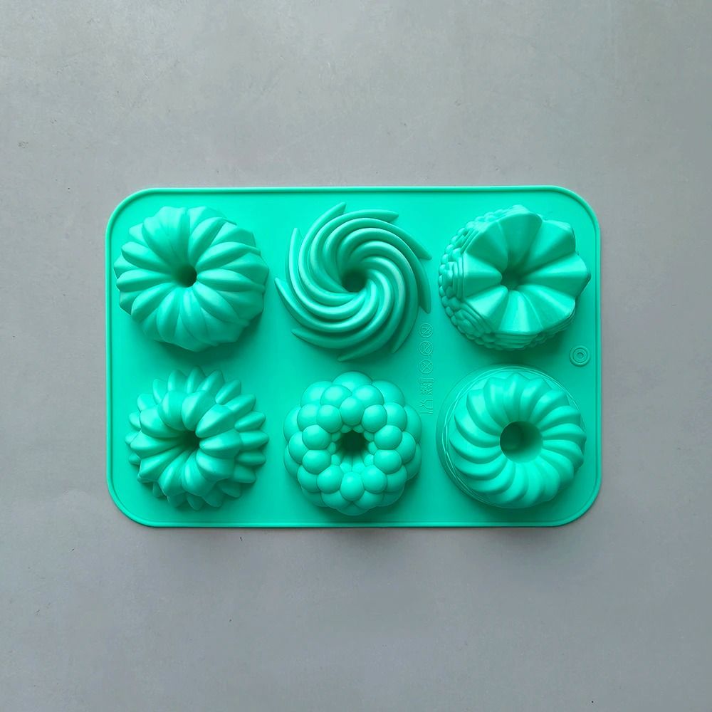 6Cavity Silicone Donut Baking Molds Multicolor Swirl And Flower Shaped Doughnut Pans 8