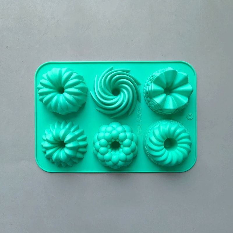 6Cavity Silicone Donut Baking Molds Multicolor Swirl And Flower Shaped Doughnut Pans 8