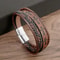 Vintage Handwoven Mens Leather Bracelet With Cross Logo HipHop Punk Jewelry Gift 7