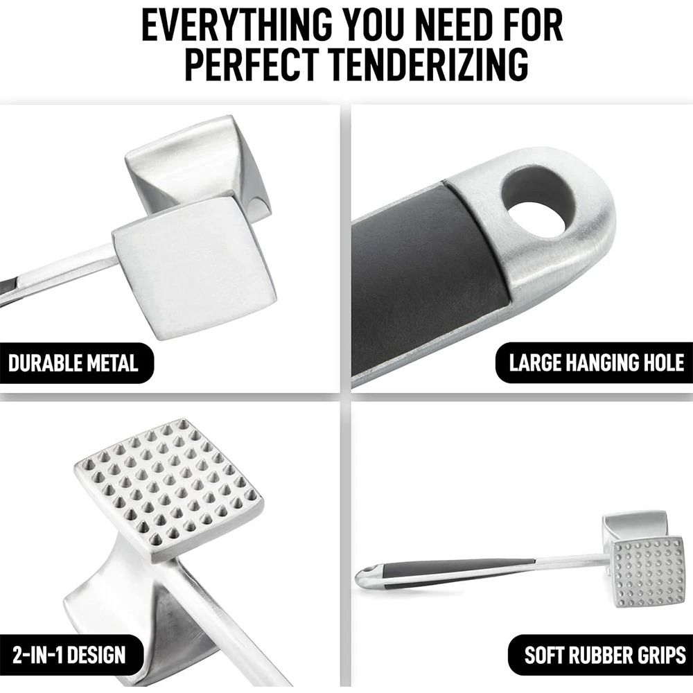 LMETJMA Professional Zinc Alloy Meat Tenderizer Hammer With ComfortableGrip Handle 2