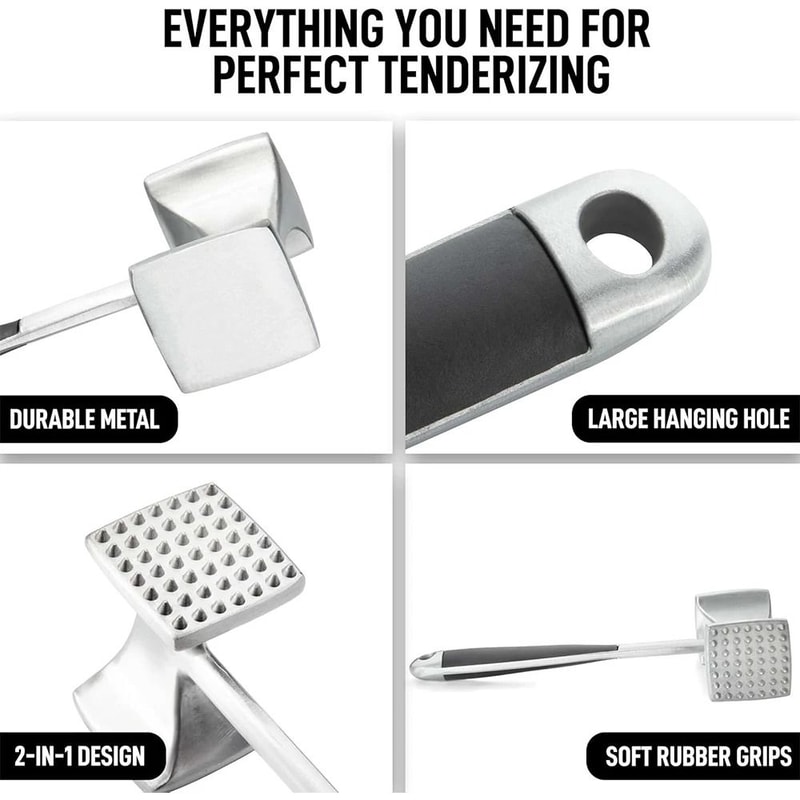 LMETJMA Professional Zinc Alloy Meat Tenderizer Hammer With ComfortableGrip Handle 2