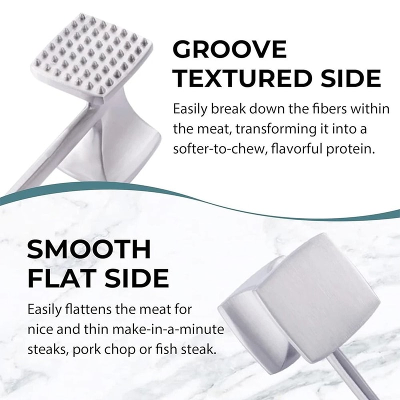 LMETJMA Professional Zinc Alloy Meat Tenderizer Hammer With ComfortableGrip Handle 3