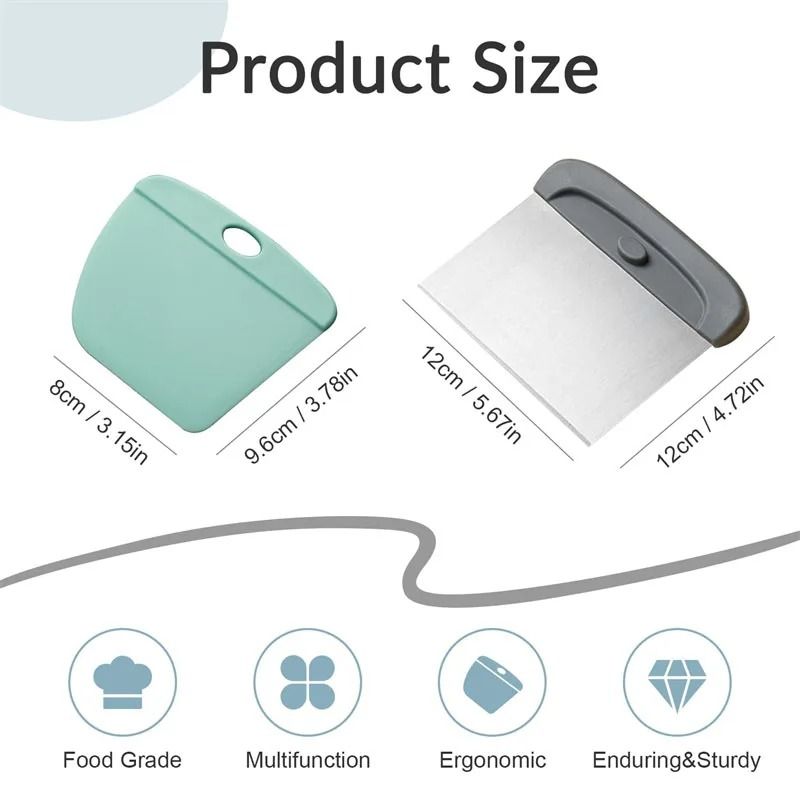 2in1 Stainless Steel Dough And Pastry Scraper Set With Flexible Bowl Scraper For Bread And Pizza Ba 1