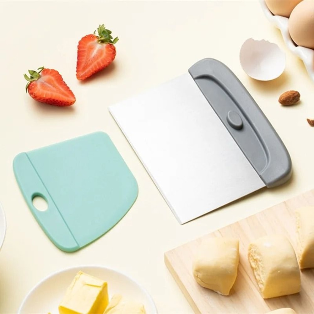 2in1 Stainless Steel Dough And Pastry Scraper Set With Flexible Bowl Scraper For Bread And Pizza Ba 3