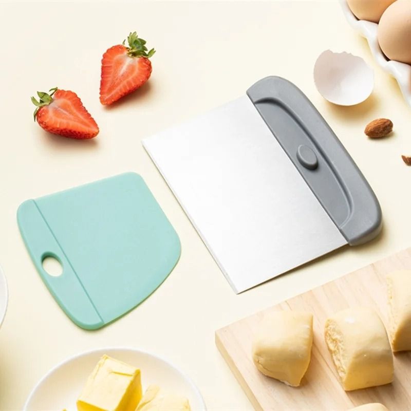 2in1 Stainless Steel Dough And Pastry Scraper Set With Flexible Bowl Scraper For Bread And Pizza Ba 3