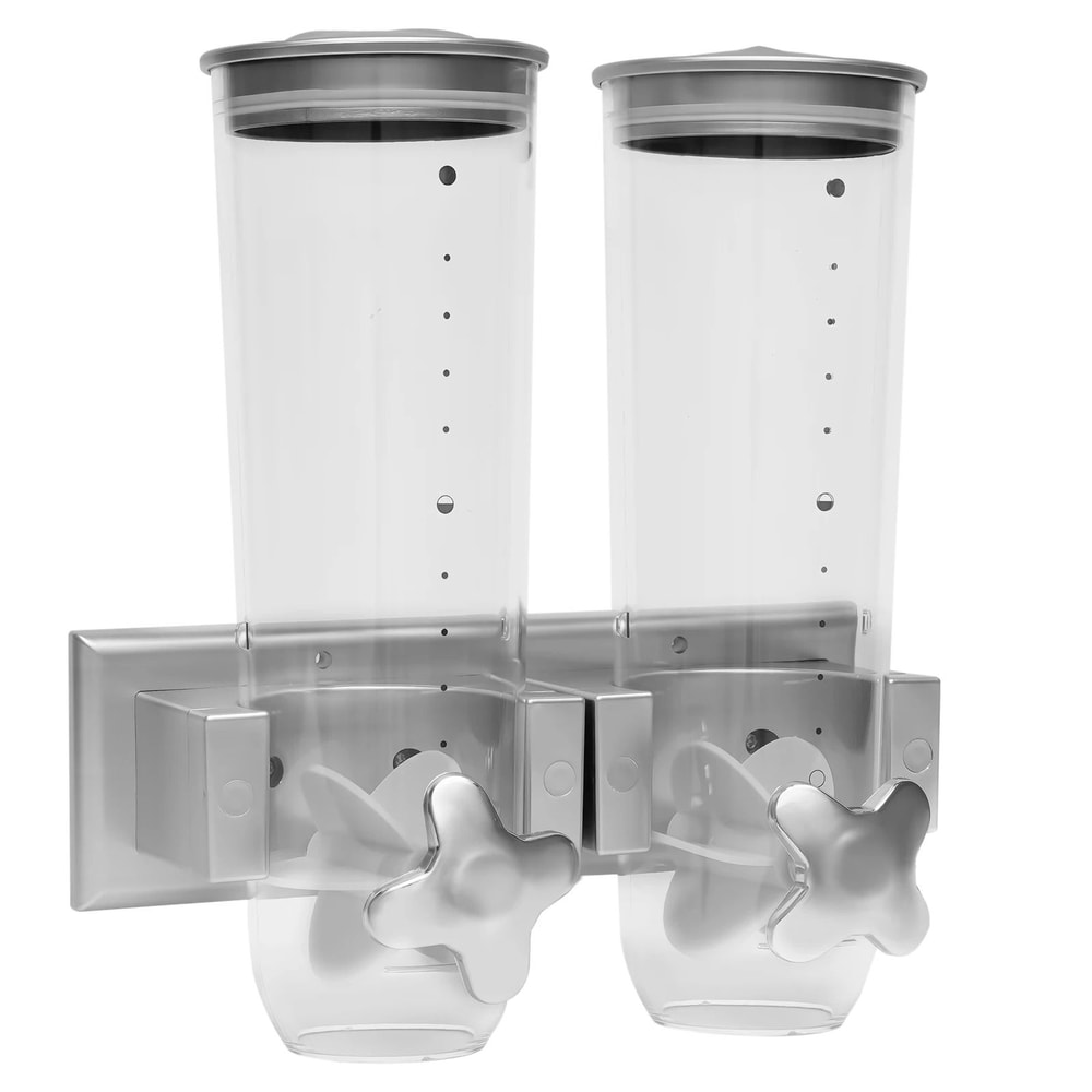 WallMounted DualBucket Food Dispenser With 3L Capacity And Portion Control For Grains And Rice 4