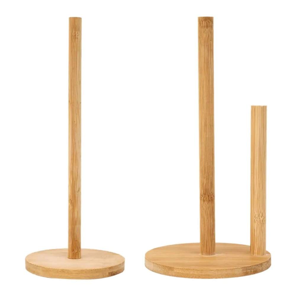 Natural Wooden Rustic Paper Towel Holder Stand With AntiSkid Base 1