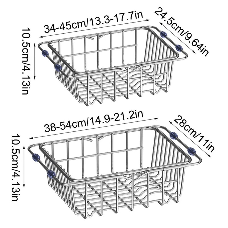 Stainless Steel Telescopic Sink Drain Rack And NonSlip Countertop Organizer For Kitchen And Bathroo 4