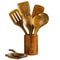 Premium 9Piece Teak Wooden Kitchen Utensils Set With Integrated Storage Holder 5
