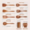 Premium 9Piece Teak Wooden Kitchen Utensils Set With Integrated Storage Holder 6