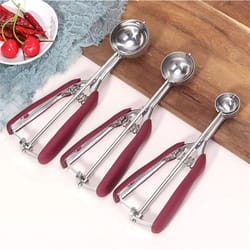 professional stainless steel cookie dough and ice cream scoop with spring-release handle