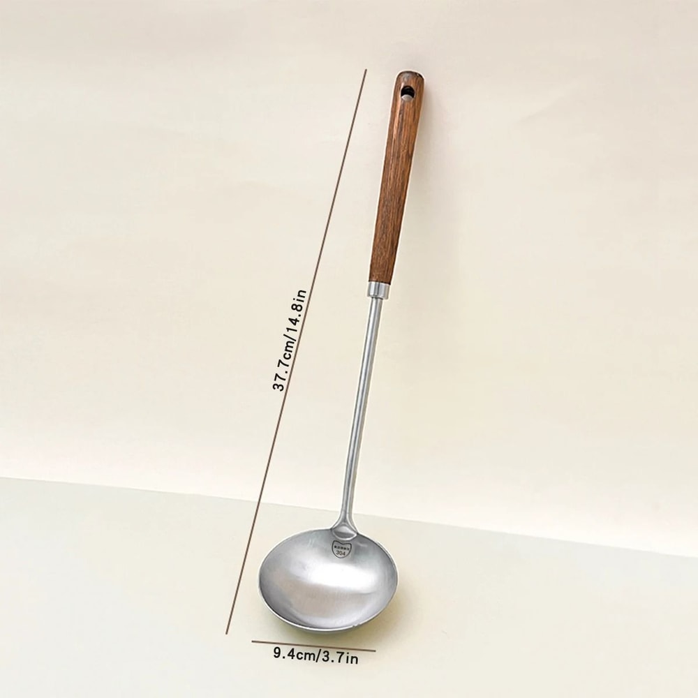 WORTHBUY 304 Stainless Steel Kitchen Turner And Soup Ladle Set With HeatResistant Wooden Handles 7