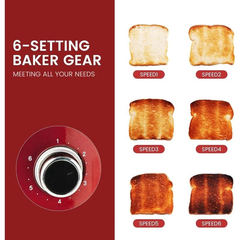 Premium 2Slice Retro Stainless Steel Toaster With Extra Wide Slots And 6 Shade Settings 3