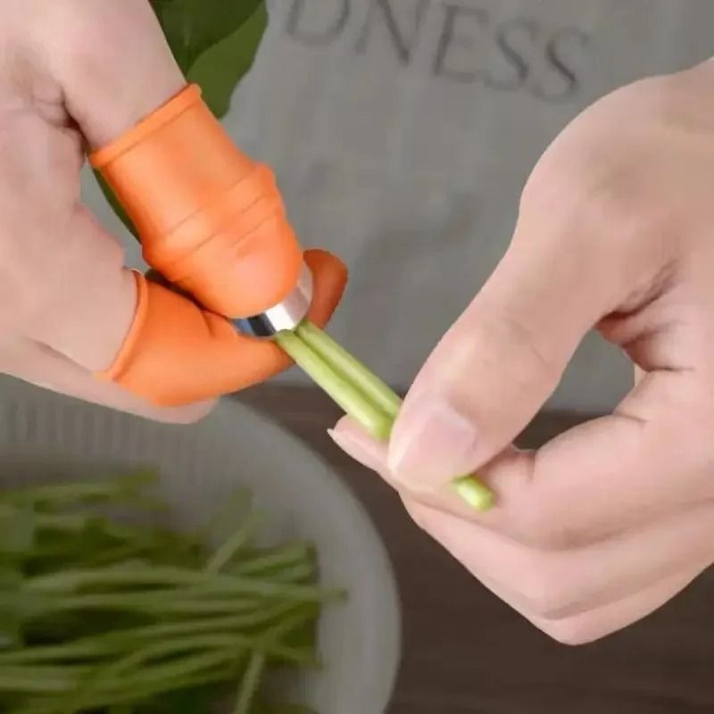 Professional 6Piece Thumb Knife Set With Silicone Finger Cots For Peeling And Harvesting 4