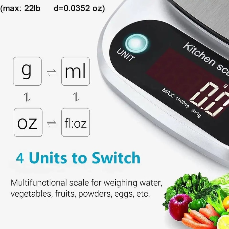 Professional 10kg Digital Kitchen Scale With Stainless Steel Platform And Precision Tare Function 4
