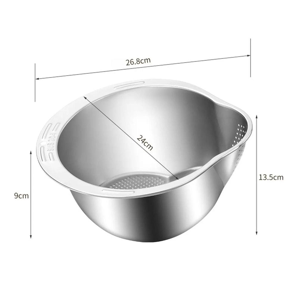 Professional Slanted Stainless Steel Rice Strainer And MultiPurpose Kitchen Washing Bowl 5