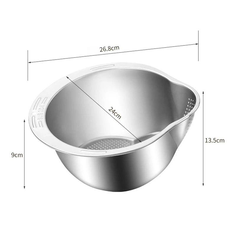 Professional Slanted Stainless Steel Rice Strainer And MultiPurpose Kitchen Washing Bowl 5