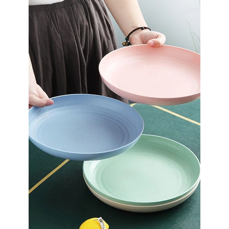 Lightweight Wheat Straw Dinner Plates Unbreakable And Reusable Set 0