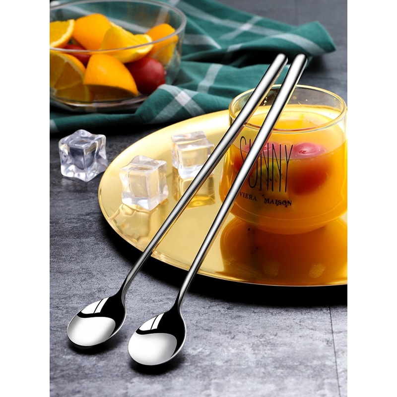 304 Stainless Steel Long Handle Coffee And Ice Cream Stirring Spoons 0