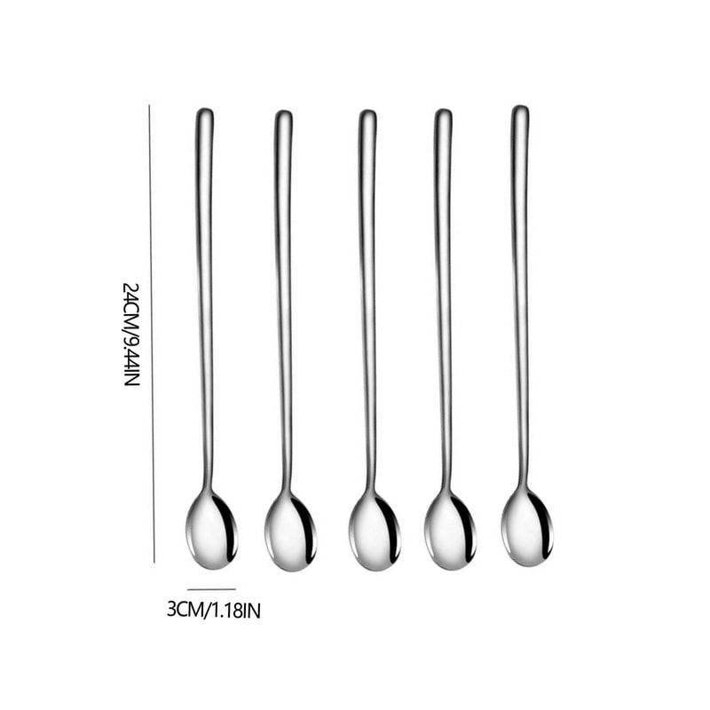 304 Stainless Steel Long Handle Coffee And Ice Cream Stirring Spoons 6