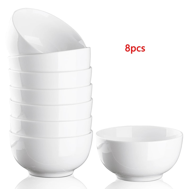 10 Ounce Porcelain Bowls Premium 8Pack Ceramic Set 0