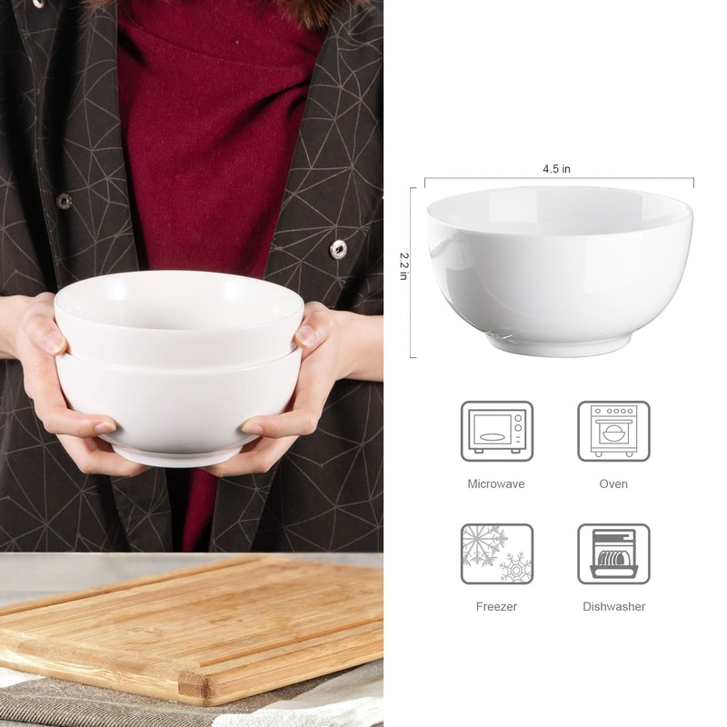 10 Ounce Porcelain Bowls Premium 8Pack Ceramic Set 5