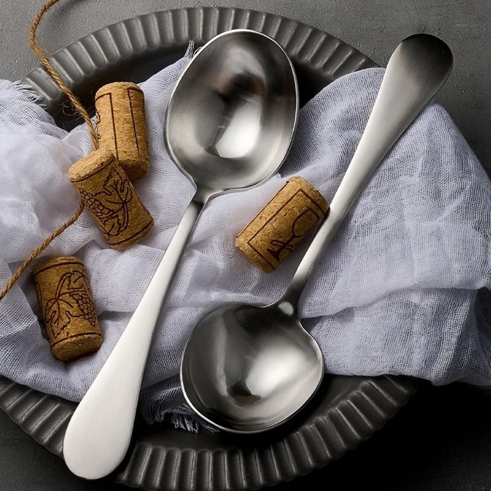 316 Stainless Steel Deep Round Soup Spoons And Large Dinner Spoons 4